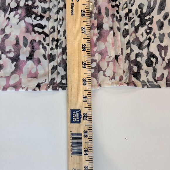 Maggie Barnes Blouse Women's XXL Pink White Pleated Front Button Up Dress Shirt - Picture 6 of 6